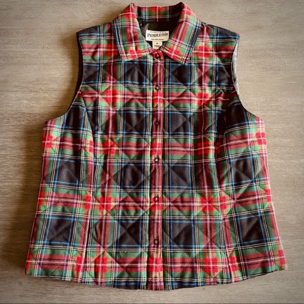Vintage Pendleton Plaid Quilted Vest Jacket Medium
